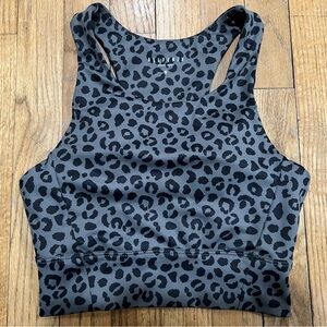 ALLFENIX Leopard Longline Sports Bra M Racerback High Neck Activewear